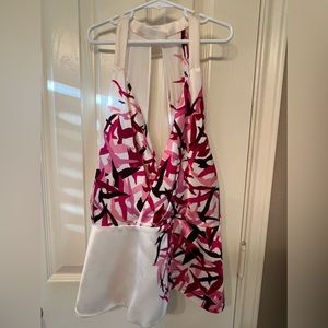 Chloe Dao (Project Runway winner) size 2 satin halter top, pink bird print